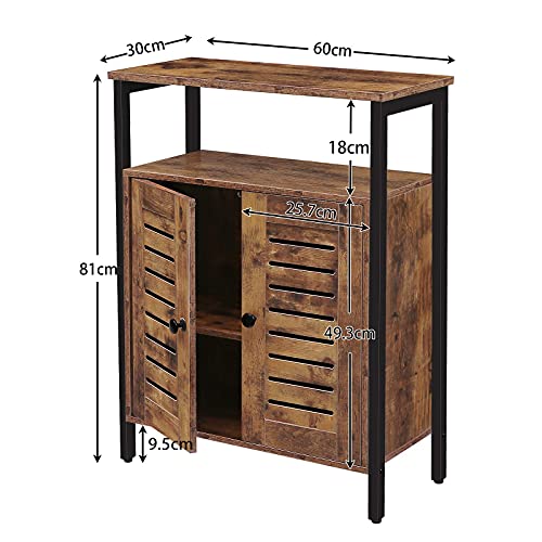 HOOBRO Storage Cabinet, Floor Standing Cabinet with Door and Adjustable Shelf, Kitchen Storage Cupboard, Small Sideboard, for Kitchen, Living Room, Bedroom, Industrial, Rustic Brown EBF23CW01 - Image 6