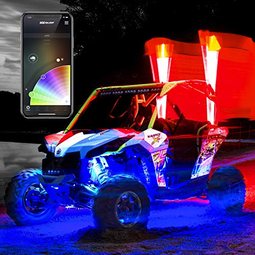 2x whip 2nd Gen XKchrome Advanced App Control LED Whip Light Kit for 4x4 Offroad UTV ATV