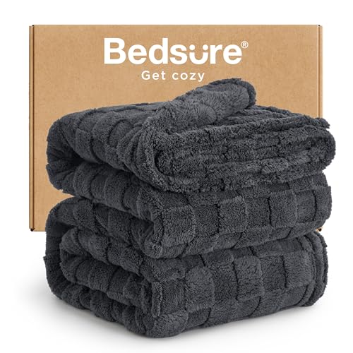 Bedsure GentleSoft King Size Blanket for Bed - Super Soft Cozy Blankets for Women Men Girls, Large Fuzzy Fleece Throw for Bedroom Decor, Dark Grey,108x90 Inches