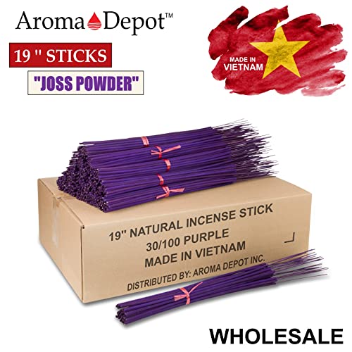 19'' Inch Long Jumbo Unscented Sticks 100 Bundles Full Case 100% Natural Joss & Bamboo Punk Blanks. Add Any Aroma Depot Fragrance Oils To Make Your Own Scented Incenses. (Purple) #TOP4