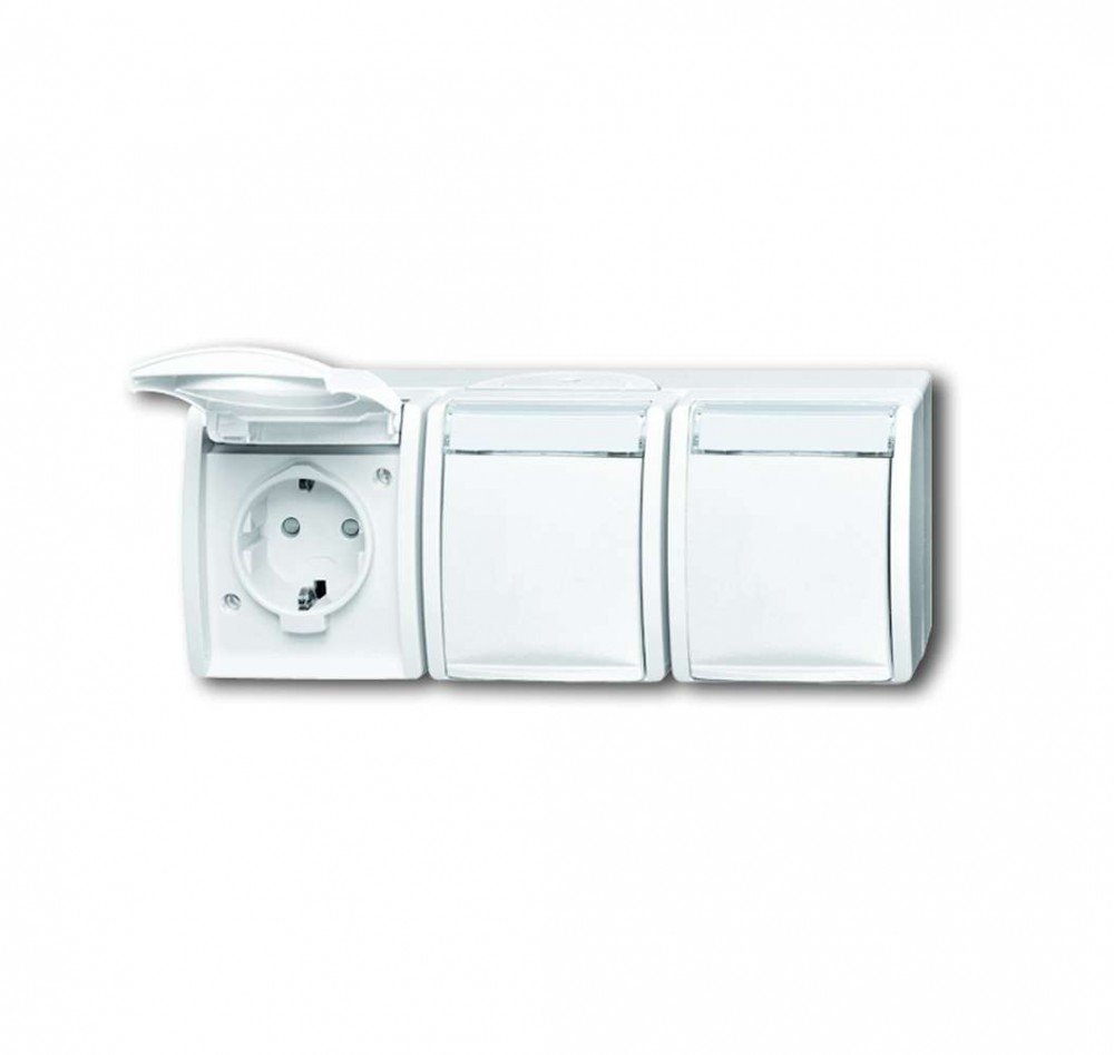 Busch-Jaeger 2300/3 ebw-54 Prise Schuko triple horizontale IP44