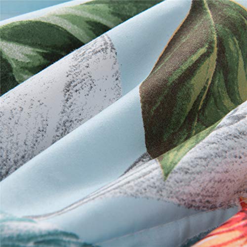 Shatex Queen Floral Light Blue Comforter Set-Lightweight Soft Microfiber Polyester Comforter For All Seasons, 3 Pieces, 1 Colorful And Aesthetic Comforter (90"X90") And 2 Pillow Shams (20"X26") #TOP2