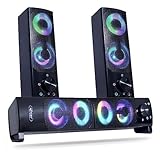 Caixa de som soundbar com subwoofer led rgb para tv smart pc e