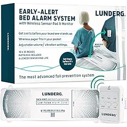 Lunderg Wireless Early Alert Bed Alarm System for Elderly - Alerts Caregivers Before They Get Up, No in-Room Alarm to Frighten Your Loved One, Fall Prevention for Dementia Care, Trusted US Company