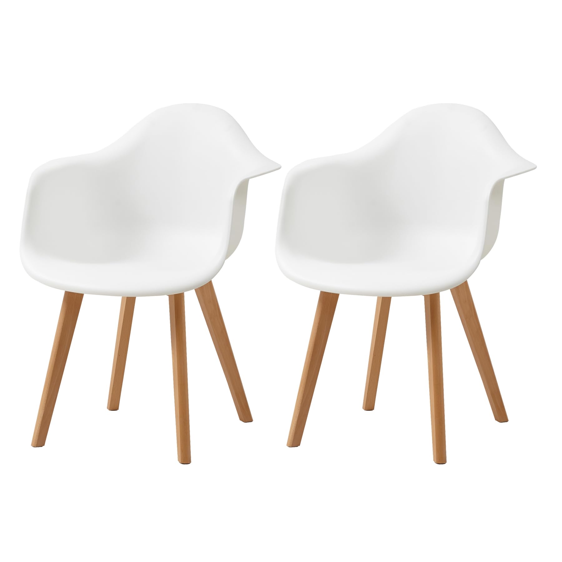 GrandCA HOME Pack de 2 Sillas de Comedor Sillas de Cocina Nórdicas con Patas de Madera de Haya, Sillones Modernos para Salón, Oficina, Dormitorio, Comedor, Blanco
