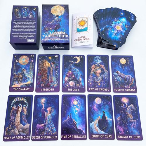 Image of Celestial Tarot Deck Unique, 78 Cosmic Tarot Cards with with Guidebook, Modern Witch Tarot for Beginners and Experienced Readers, Divination and Spiritual Divination Tool