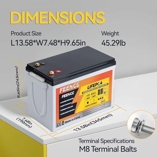 24V Lithium Battery 100AH Lifepo4 Battery Built-in 100A BMS,Specialized for 24V Trolling Motors,UP to 8000 Deep Cycle,Perfect for Boat,Solar System Storage