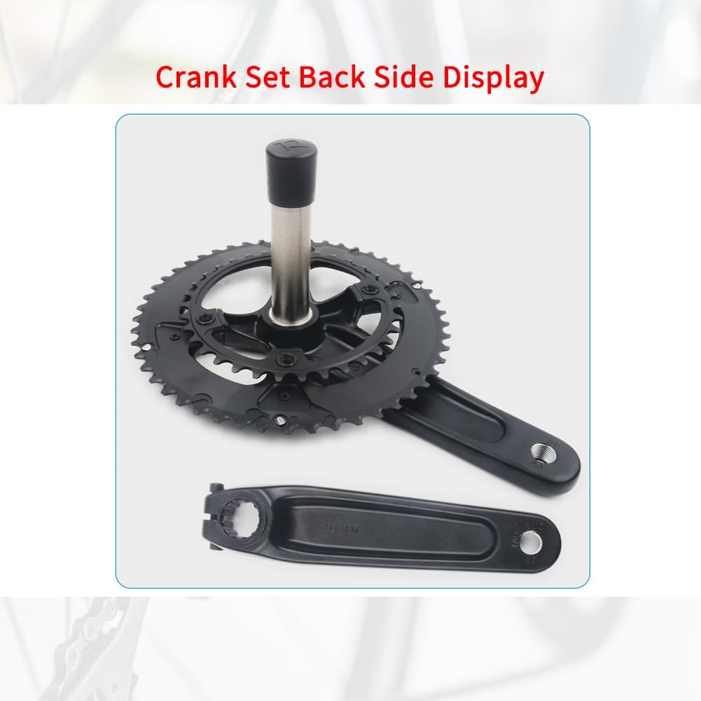 Guarnitura per bici da strada 170/172,5 mm, cava, integrata, 110 50/34T 52/36T, doppia velocità, corona rotonda, bracci pedivella compatibili con 10-12 velocità, lega di alluminio ultraleggera, nera.
