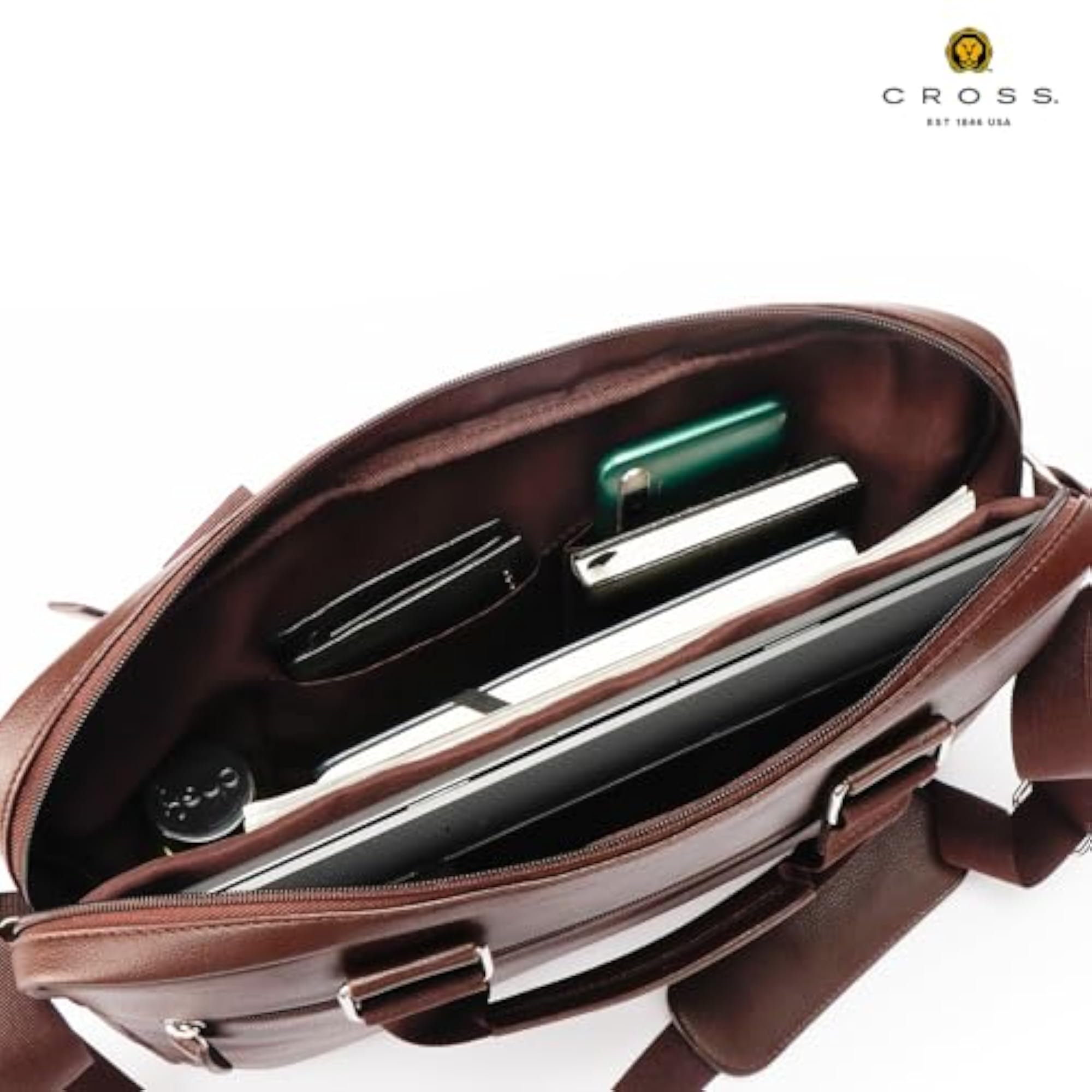 Men's Brown Vegan Leather Laptop Briefcase