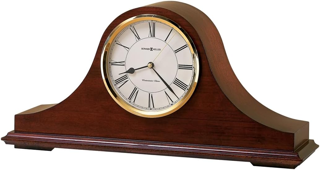 Christopher Mantel Clock โ Hardwood Table Clock, Quartz Movement, Westminster Chime, Brass Bezel, Roman Numerals, Battery Powered