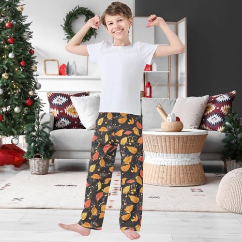 Boy's Pants Autumn Leaf Jogger Pants Elastic Waist Long Bottoms Trousers with Pockets 6-14 Years2