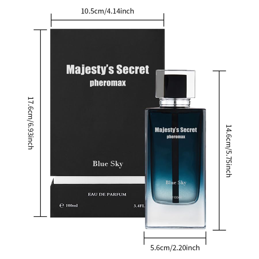 MAJESTY'S SECRET PHEROMAX Perfume for Men, Eau de Parfum, 3.4 Fl Oz Gift Set, EDP Cologne, TAN Blue Sky