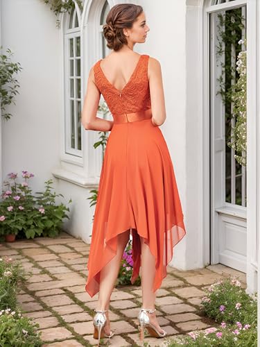 Image of Ever-Pretty Women's Spring V Neck Lace Chiffon A Line Prom Dresses Semi Formal Cocktail Wedding Guest Dress 0207