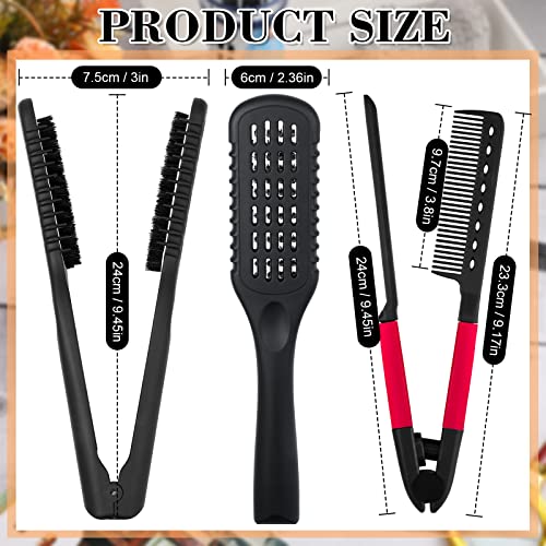 image for Chengu 2 Pcs Boar Bristles Clamp Double Sided Straightening Comb and F