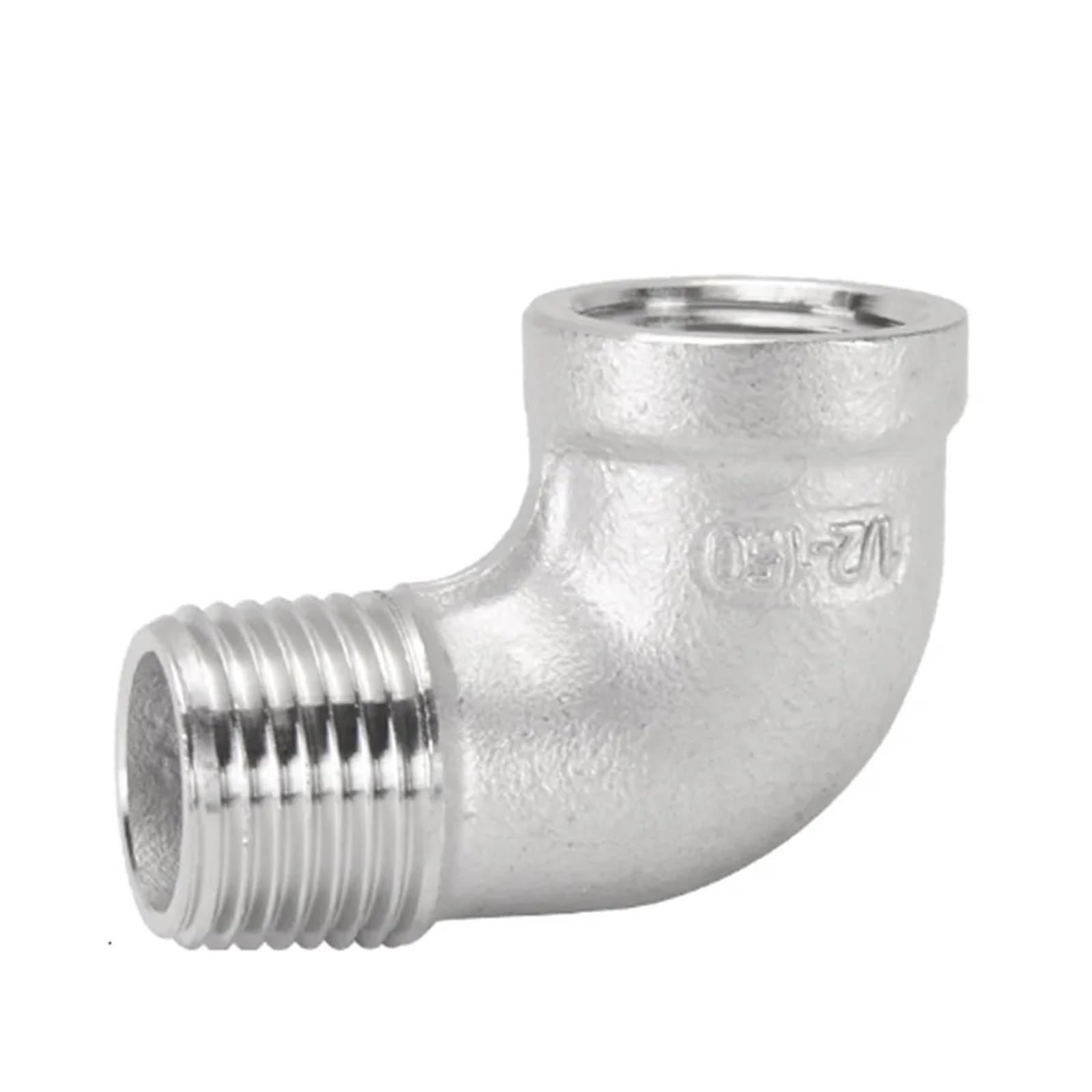 Codo de 90 grados de acero inoxidable 304, DN6, DN8, DN10, DN15, DN20, DN25, DN32, 1/2" BSPT, for conectar tuberías, válvulas y accesorios de agua (hembra/hembra, hembra/macho, macho/macho).(Male X Ma