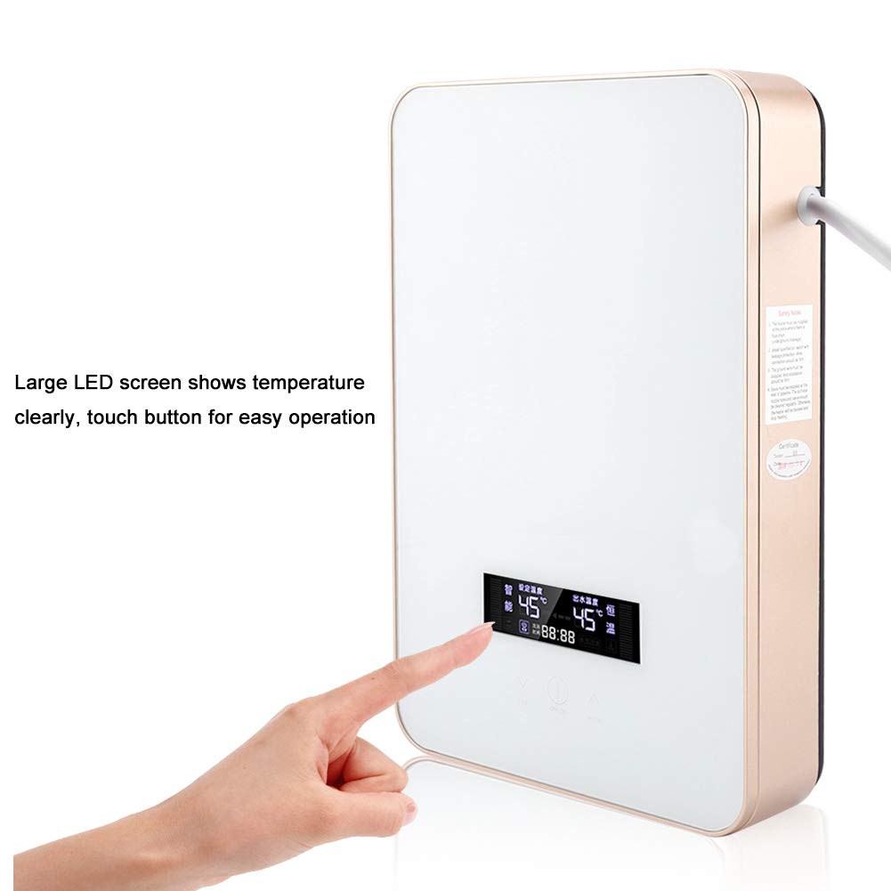 Calentador de Agua instantáneo, Pantalla LED 220V 8500W Sin Tanque Calentador de Agua eléctrico instantáneo Calentador de Agua de Ducha Control de Temperatura Constante(Blanco)