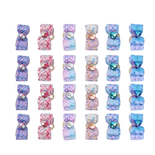 OKJHFD 24Pcs Pet Rubber Band Dog Cat Grooming Accessories Pet Bow Tie Bowknot Random Color Cute Puppy Dog Small Bowknot Hair Bow