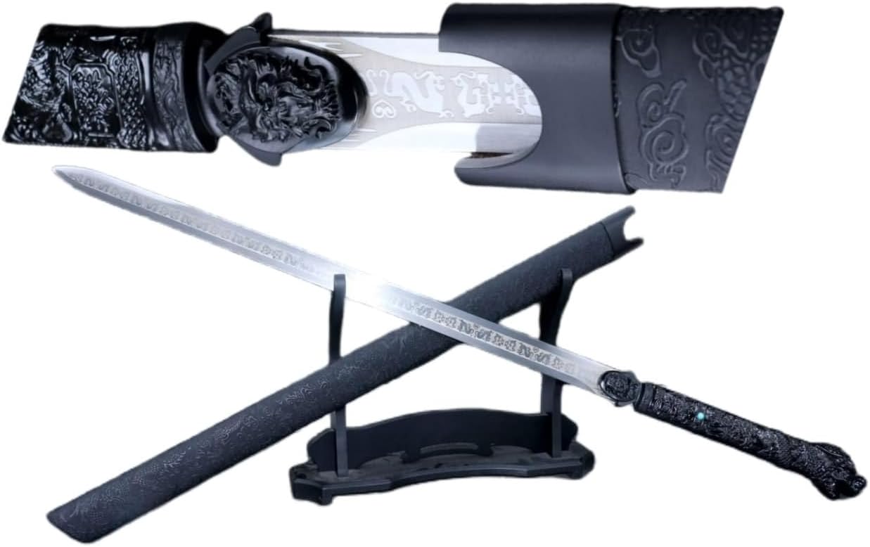Dragon Jian Sword, Chinese Real Sword, Forged High Manganese Steel Blade, Alloy Fittings, Traditional Handcrafted
