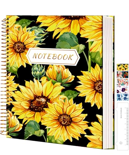 Image of Hardcover Spiral Notebook for Women, 8.5 x 11, College Ruled, Sunflower