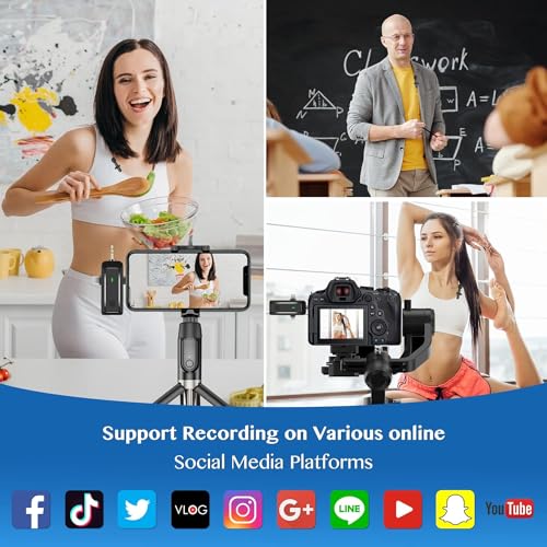 Image of LAVRIDER Wireless Mic with with Charging Case, Noise Reduction Lapel Mic for Video Recording, YouTube, Facebook, Live Stream (Dual Mic)