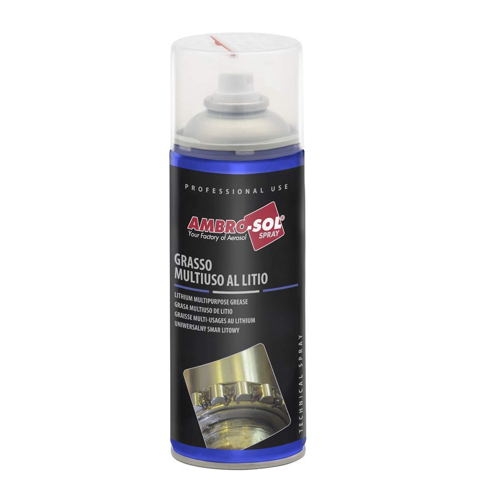 Ambro-Sol - G001 Lithium Grease Spray, Exceptional Lubricant for Metal on Metal Applications, 100% Infinite Recyclable Tinplate Spray Canister, NET WT. 10.40 Oz. 400ml.