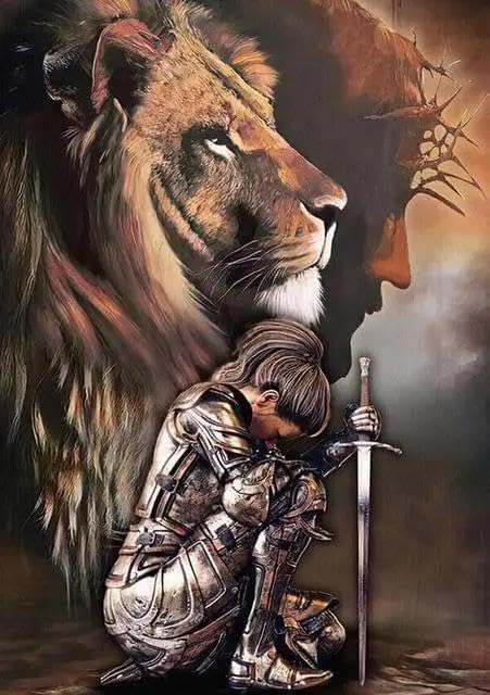 Toile Jésus Lion chrétien poster déco murale maison salon affiche 50x70cm