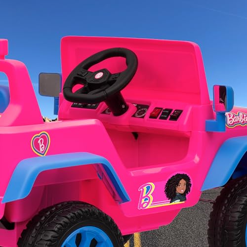 Image of Barbie - 12V Kids Ride-On Jeep with Rechargeable Battery and LED Headlights | Barbie - 12V Kids Ride-On Jeep with Rechargeable Battery and LED Headlights