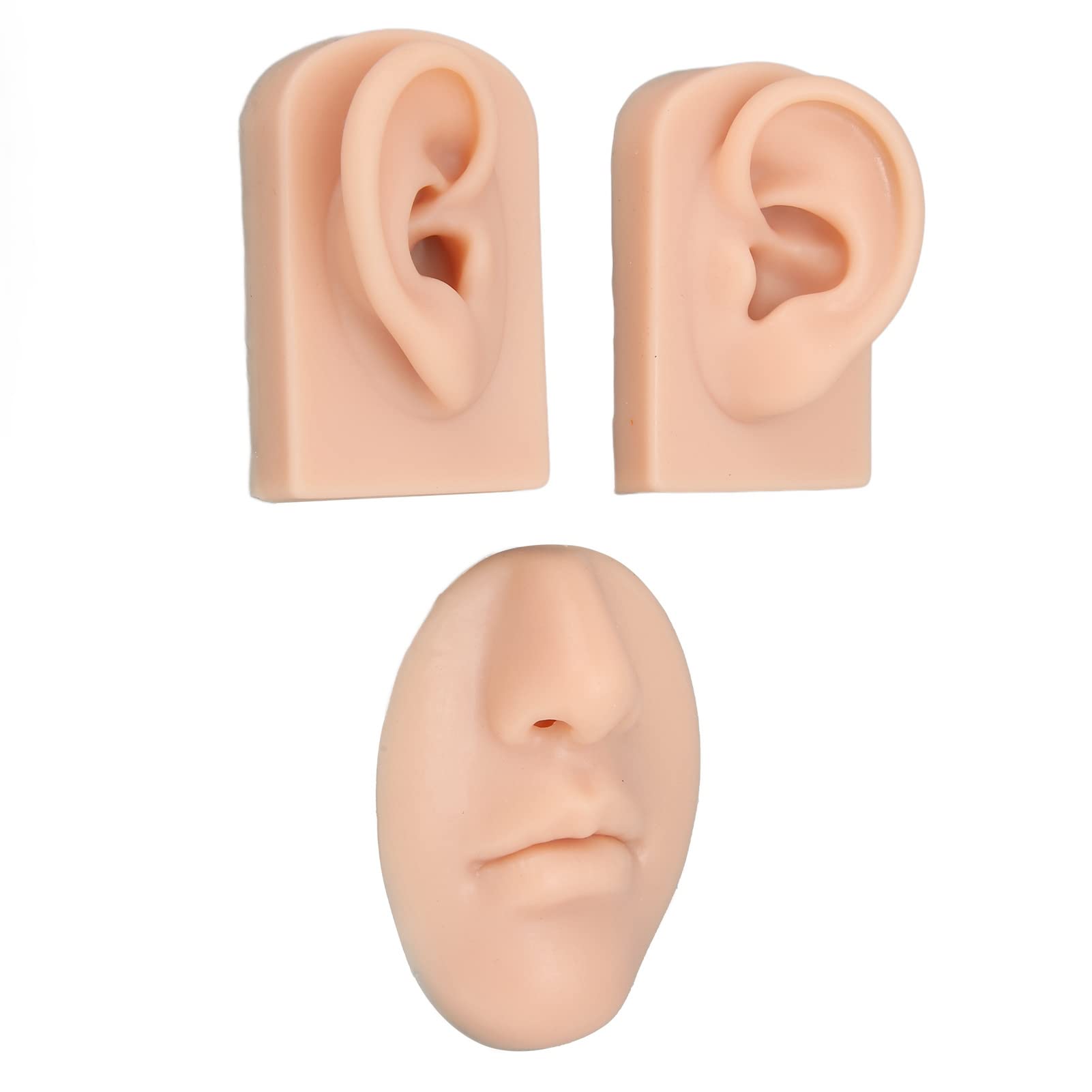 Mouth, Professional 3D Silicone Nose, and Ear Piercing Practice Models(Medium Skin Tone)