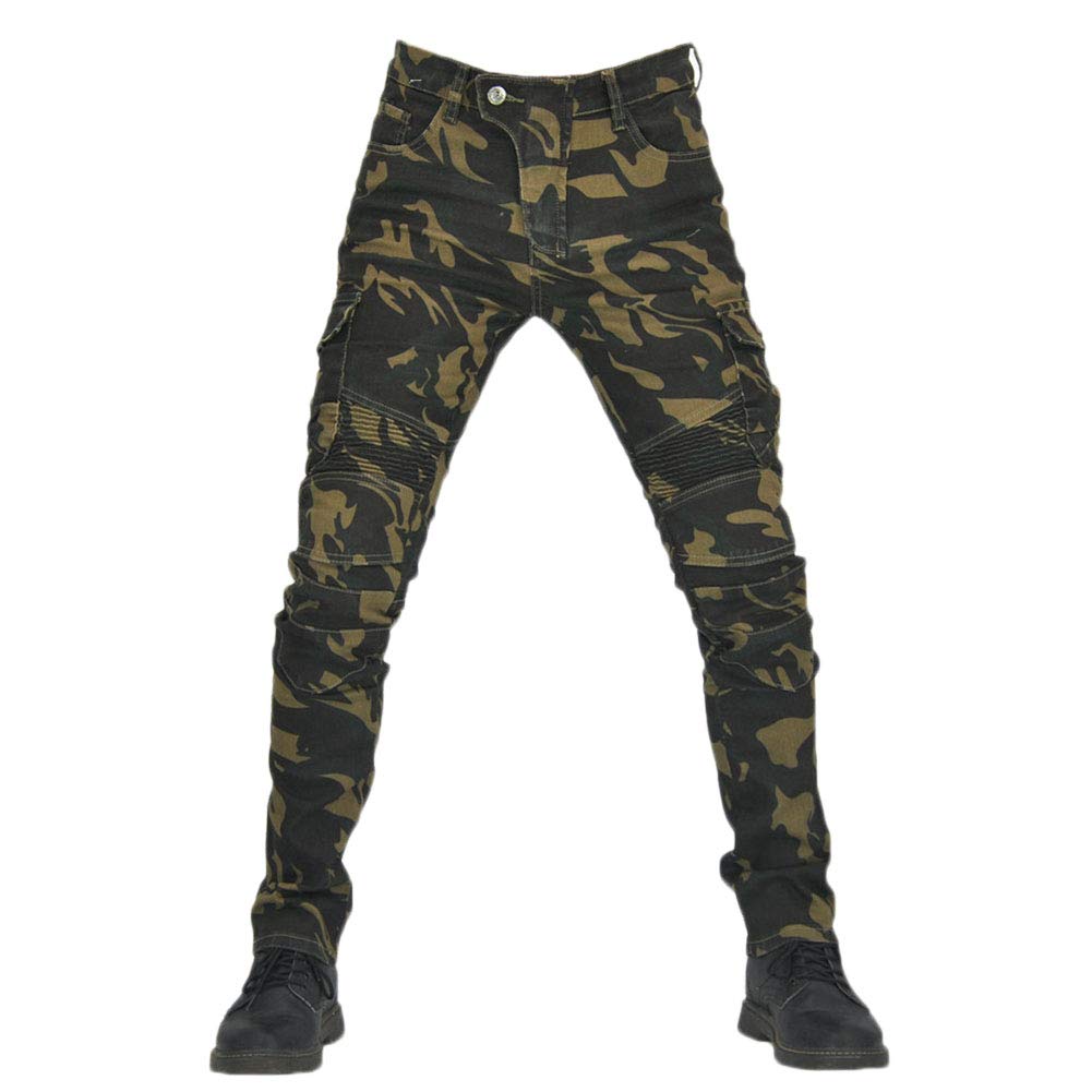 YOUCAI Motorcycle Jeans Mens Armoured Motorbike Trousers Protective Lining Biker Cargo Reinforced Padded Armour Jeans,Camo,M
