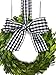 Small Mini Preserved Boxwood Wreath for Spring, Summer, Everyday w/Black & White Taffeta Gingham Check Ribbon & Bow for Farmhouse Home Decor, Farmhouse Style, Gift, Handmade, Choose 6 or 8 Inch
