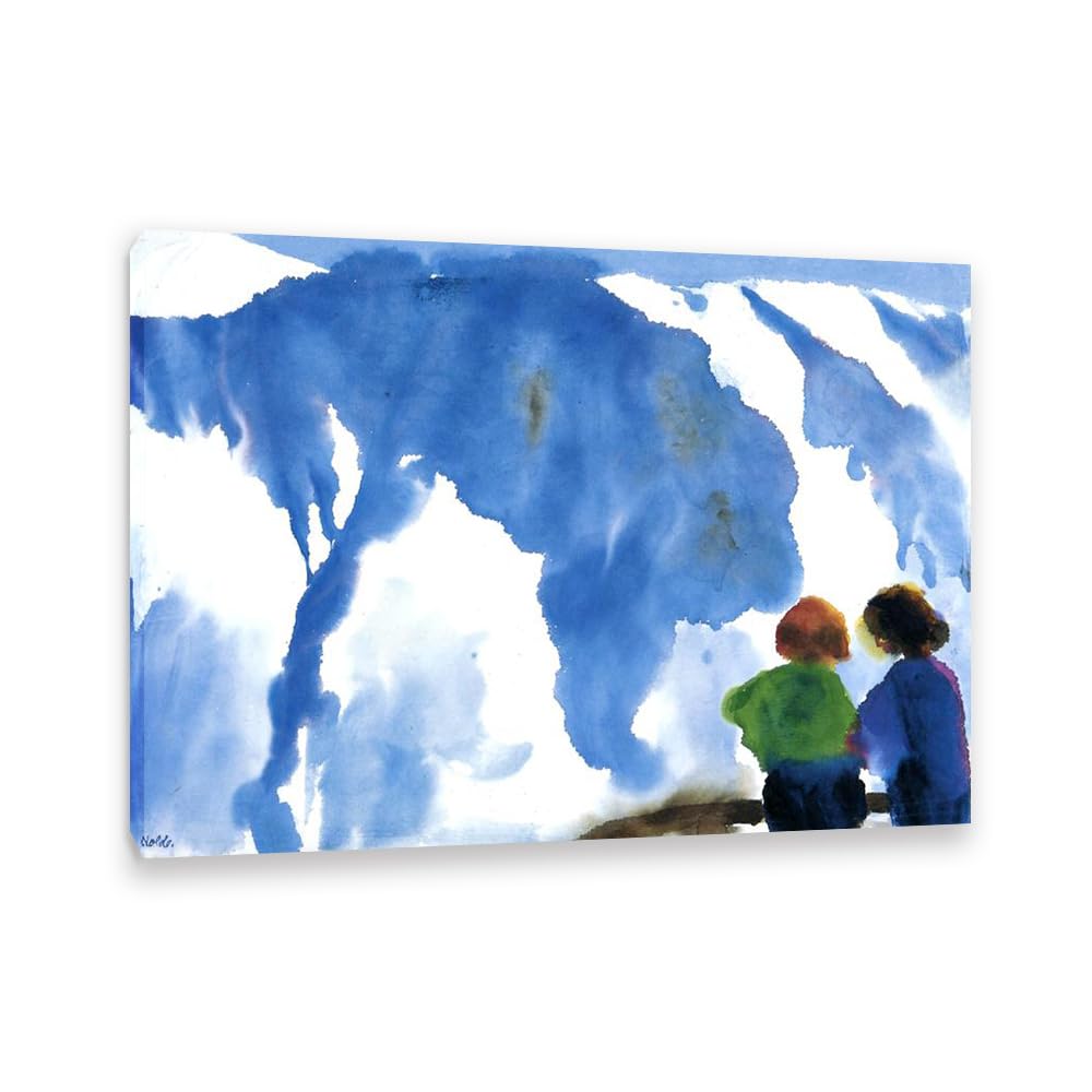 RXNHGJDS Emil Nolde Seascape Canvas Wall Art Highlands Landscape Expressionist Abstract Ocean Poster Emil Nolde Artwork Wall Decor for Living Room Bedroom Office Home Decor110x80cm(43x31in) Frame