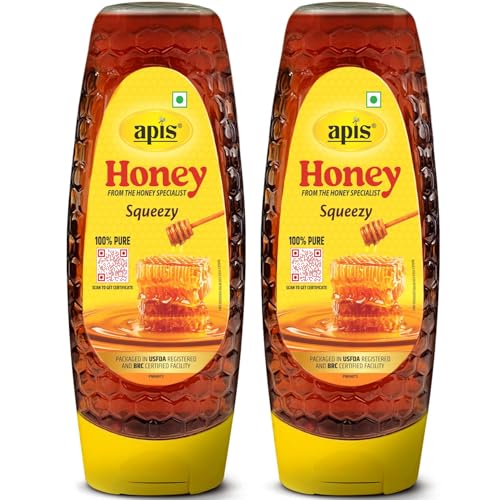 Image of Apis Multi-flora Honey Squeezy Pack 800g (400gx2, Pack of 2), Pure No Added Sugar or Adulteration | Fitness & Health | Natural Immunity Booster | Rich in Antioxidants