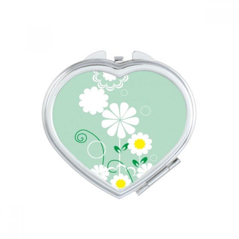 Miroir de Maquillage Compact Fleurs et Feuilles Vertes