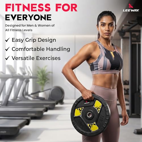 Image of LEEWAY Rubber Weight Plates for Home Gym | 2.5kg x 2 | 31mm Center Hole | Compatible with Standard Barbells & Rods | Durable Dumbbell Gym Plates for Home Strength Training (2.5kg Pair)