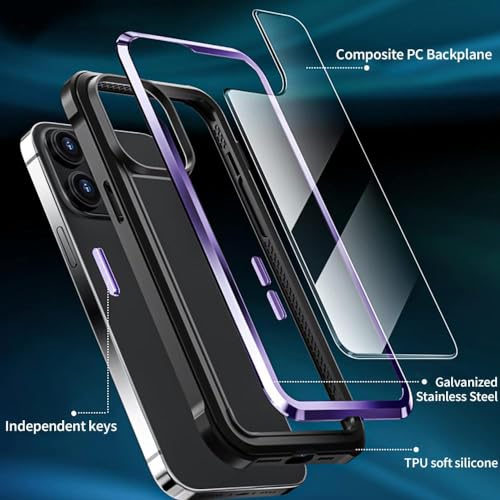 Protection silicone violet iPhone 14 Pro et étui transparent noir - 5
