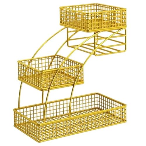 Soporte para cesta de frutas de hierro con tres niveles de diseño robusto 6