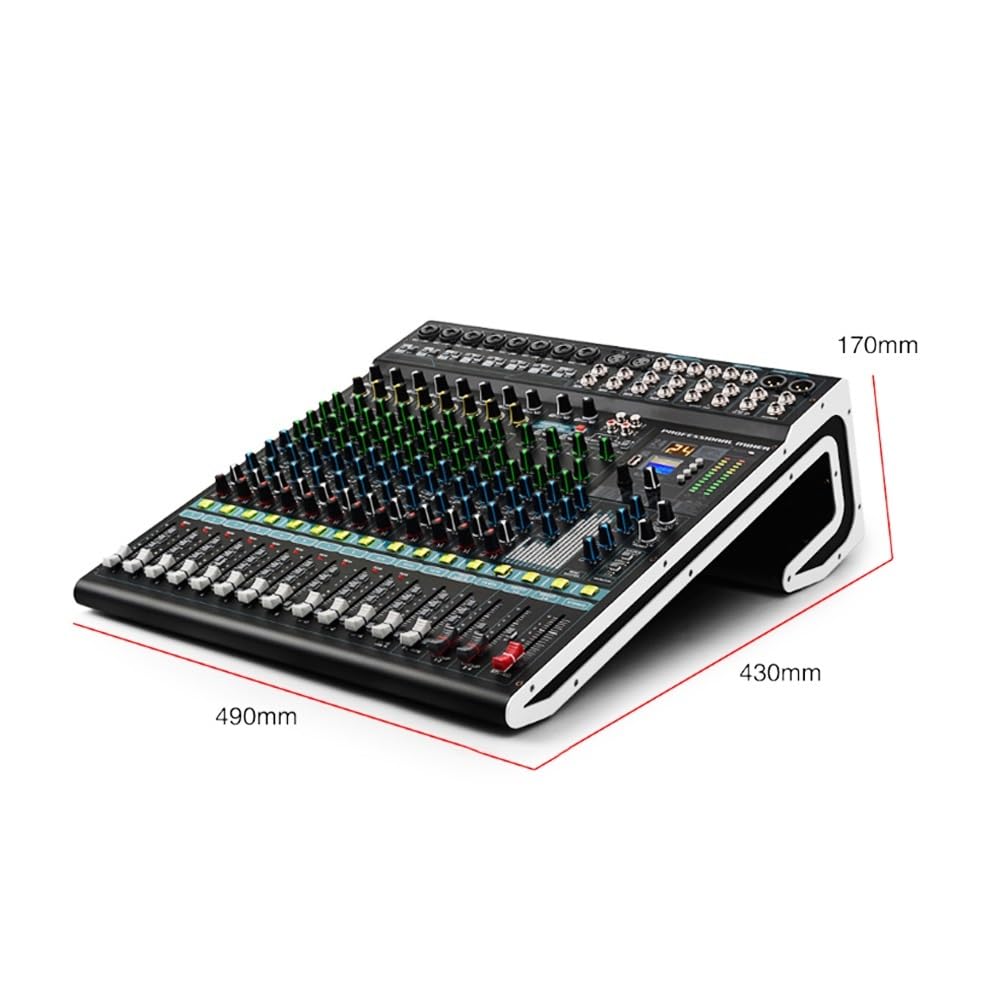 Mezclador de Audio, Mezclador Bluetooth Profesional de 16 Canales con Consola de Mezcla de Sonido USB Etapa de grabación Auxiliar para Karaoke, Estudio, Streaming y grabación