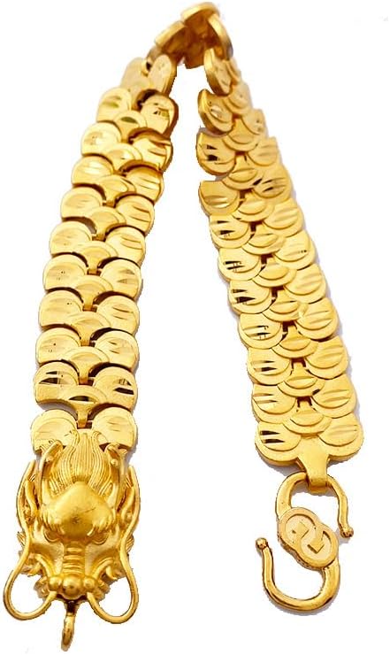 24K gold bracelet, men's bracelet exquisite Cuban chain, women's dragon head chain, suitable for men's and women's bracelets Valentine's Day gift 8 inches