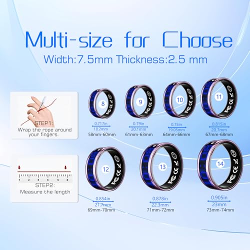 Image of Smart Ring for Women & Men, Fitness & Health Tracker with Display Screen, IP68 Waterproof Smart Rings for Health Monitoring, Fitness Tracker Ring with Call Notification, No App Fe