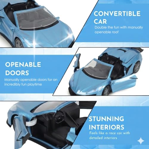 Image of Convertible Remote Control Car for Kids | Rechargeable RC Car with 2+ Hours Playtime | Manually Openable Doors & Roof | Made in India (Metallic Blue)