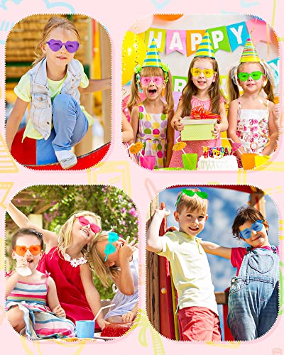 20 Pairs Kids Heart Shaped Sunglasses Rimless Transparent Candy Color Eyewear Vintage Girl Boy Rainbow Sunglasses Bulk For Age 5-12 (Multicolor) #TOP5