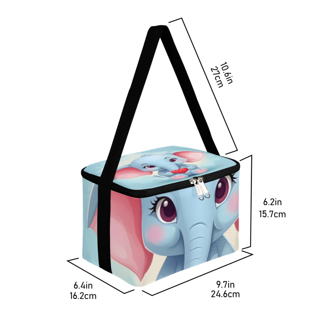 GzLeyigou Lunch Bags for Women Men 9 Cans,Lovely Elephant Hot & Cold Food Delivery Bag Insulated Grocery Bag Insulated Lunch Box Elephant Cooler Bag for Office Work Picnic Beach