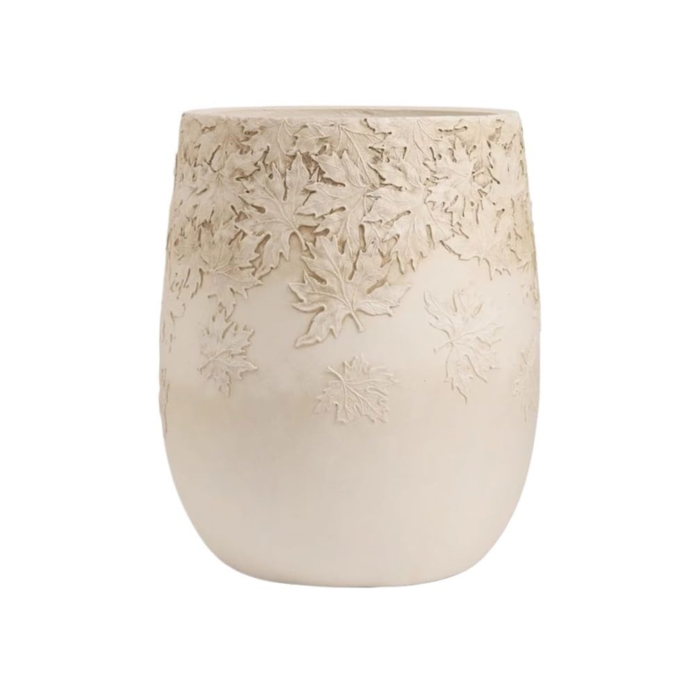 Jardineras Maple Leaf Pattern Floor Standing Flower Pots Bottom with Drainage Holes Large Calibre Magnesium Clay Plant Pot for Indoor Outdoor Plants Container Macetas para Flores