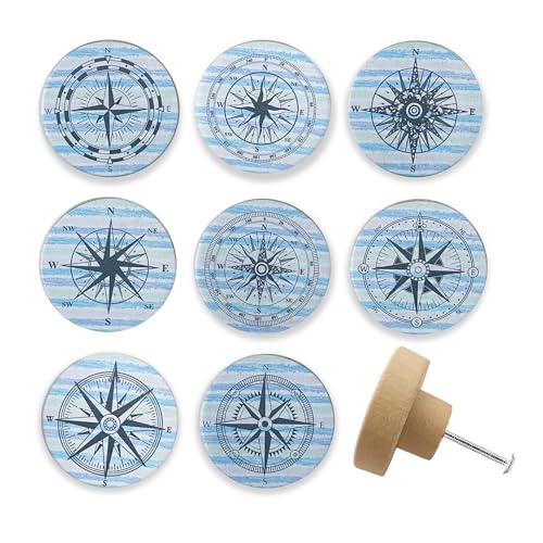 Lasyman Set of 8 Wooden Vintage Nautical Coastal Beach Themed