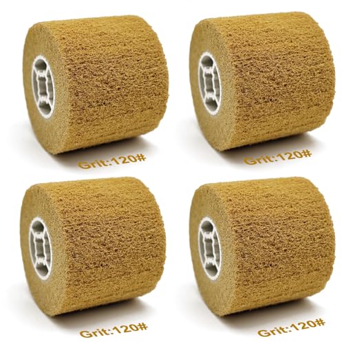 Image of 4 Pcs 120 Grit Abrasive Drawing Burnishing Wheel 4.7 inch x 4 inch | Finishing Drum Polishing Wheel, Surface Conditioning Tool Drum, For Metal, For Wood