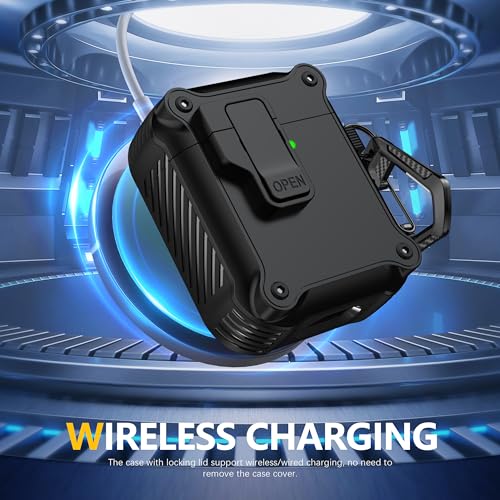 Image of RFUNGUANGO AirPods 2 Case with Lock Magnetic Lid, Black