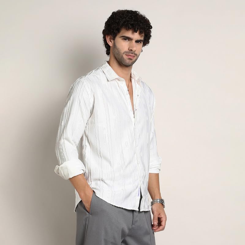 Image of CAHOOT Men's Shirt for Casual Wear | Mid-Rise | Regular Fit | Button Closure | Shirt Crafted with Comfort Fit for Everyday Wear