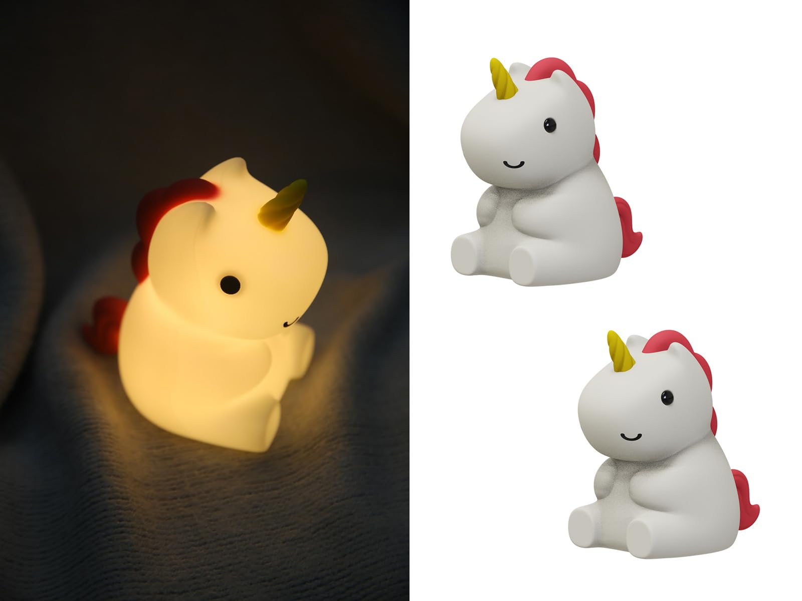 Set di 2 luci notturne, ricaricabili tramite USB, dimmerabili, con timer e cambio colore, altezza: 13 cm