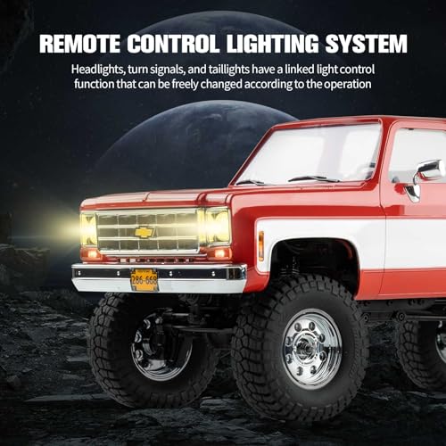 Image of FCX18 FMS 1 /18 Chevrolet K10 RC Truck, Officially Licensed 4WD RC Crawler 2 Speeds Switch with LED Lights, Off-Road RC Model for Adults (Red)