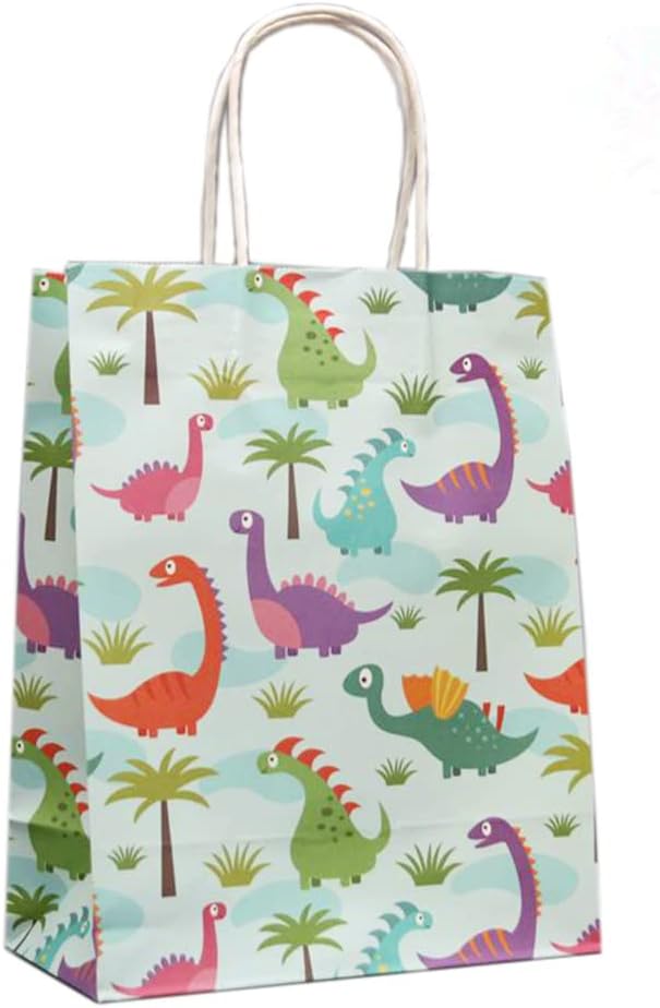 EIXJA 10 Pack Small Dinosaur Party Bags Dinosaur Party Supplies Gift Bags For boys and girls Baby Shower Goodie Bags Dinosaur Party Favors, 5.1x8.3